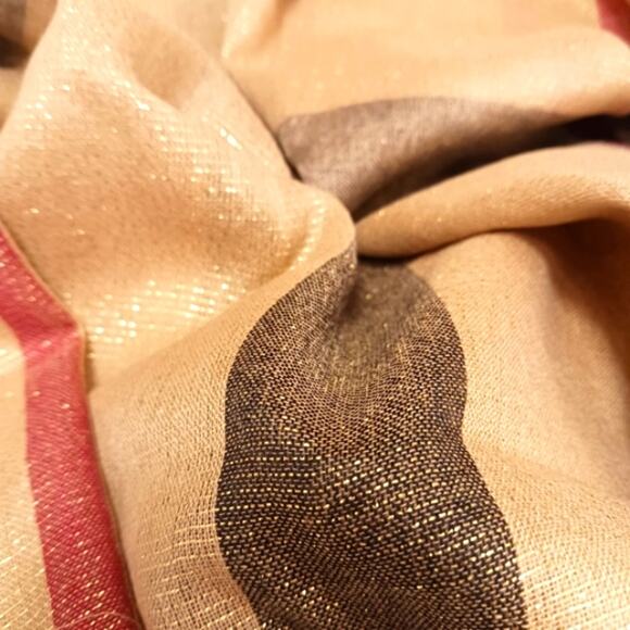 Nova Check SCARF 77x36 GOLD Sparkle Wrap Lightweight Luxury Preppy Sophisticated - Picture 7 of 10